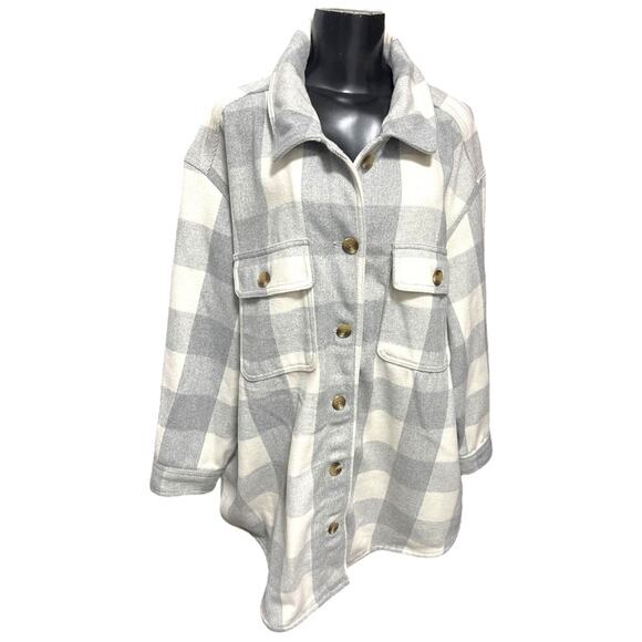 XXL Old Navy Womens Button Down Collared Shacket Heavy Flannel - Picture 2 of 12